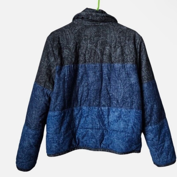 Anthropologie Pilcro Anna Colorblocked Puffer Coat black blue - Picture 6 of 6